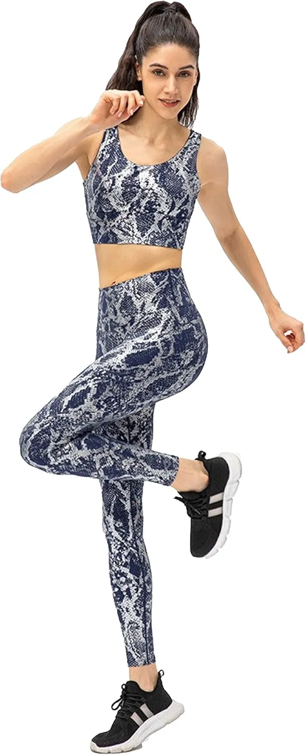 Women 2 Piece Workout Outfits Sports Bra Seamless Leggings Yoga Gym Activewear Set