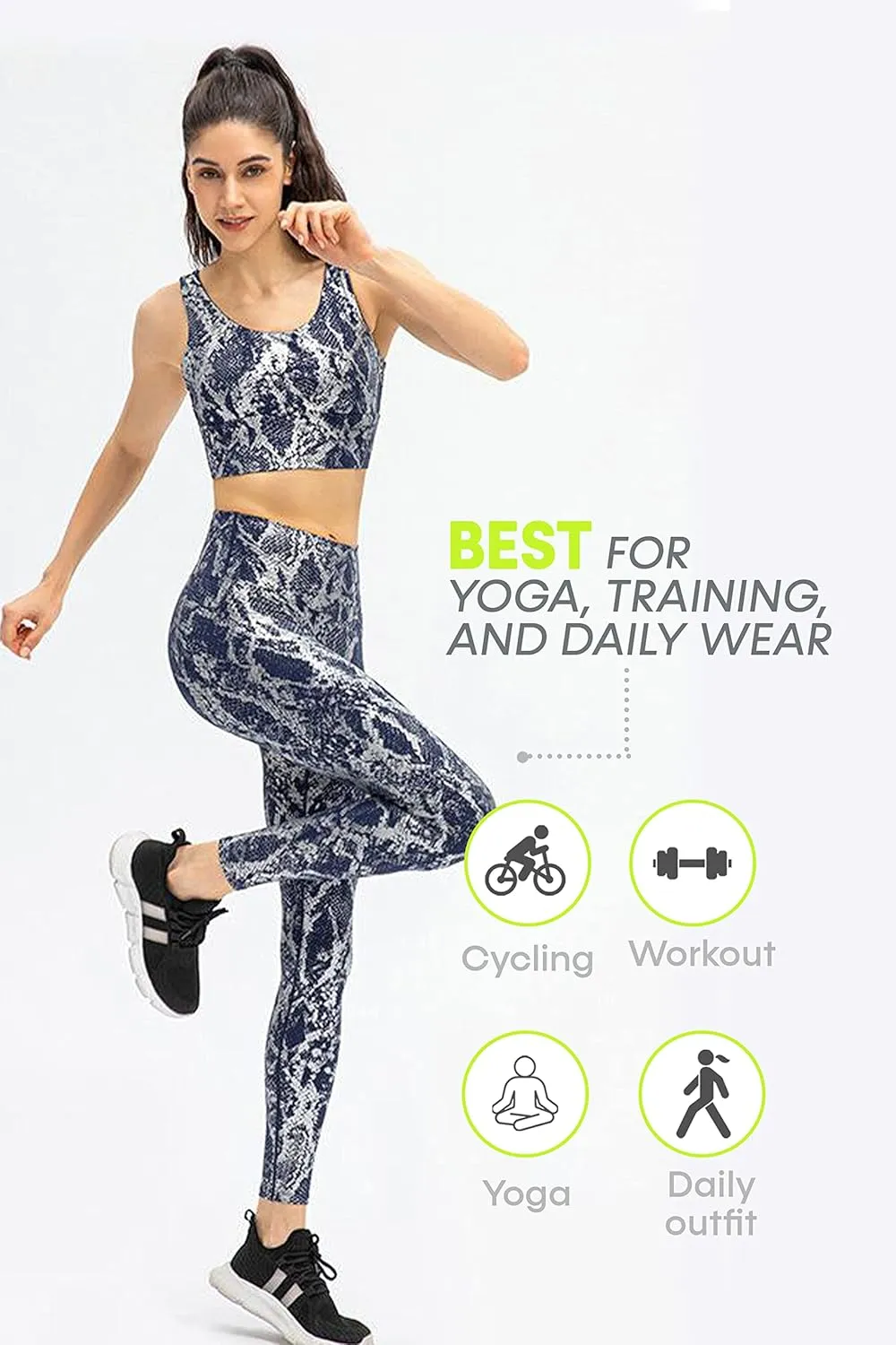 Women 2 Piece Workout Outfits Sports Bra Seamless Leggings Yoga Gym Activewear Set