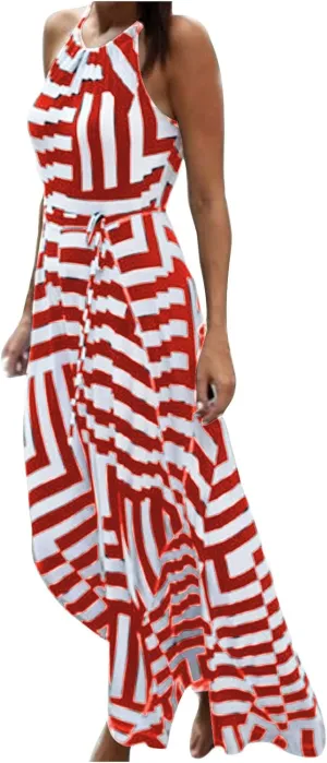 Women Boho Summer Dress 2024 Spaghetti Strap Beach Long Dress Sleeveless Flowy A-Line Maxi Dresses Sundress