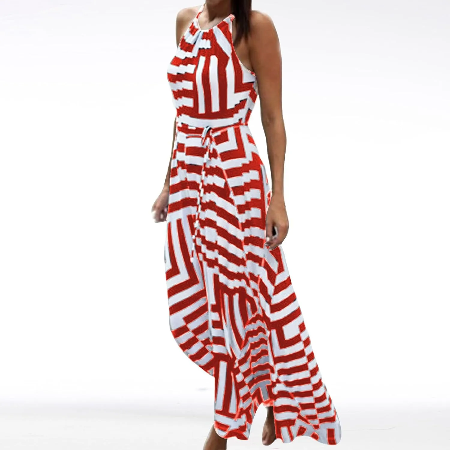 Women Boho Summer Dress 2024 Spaghetti Strap Beach Long Dress Sleeveless Flowy A-Line Maxi Dresses Sundress