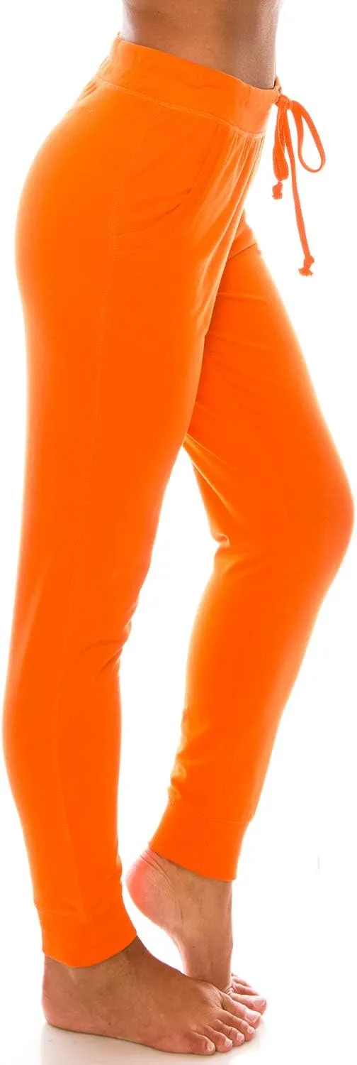 Womens Cotton Blend Jogger Sweatpants with Pockets Lounge Wear Tapered Active Yoga Casual Travel Pants
