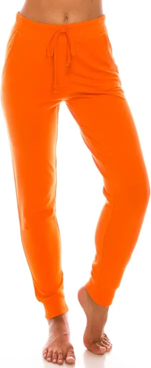 Womens Cotton Blend Jogger Sweatpants with Pockets Lounge Wear Tapered Active Yoga Casual Travel Pants