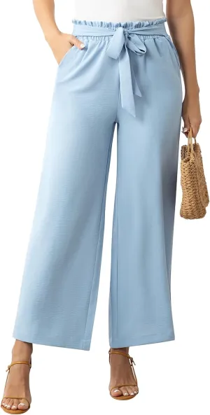 Women's Dress Pants with Pockets Stretchy High Waist Wide Leg Pants Business Casual Women Work Pants