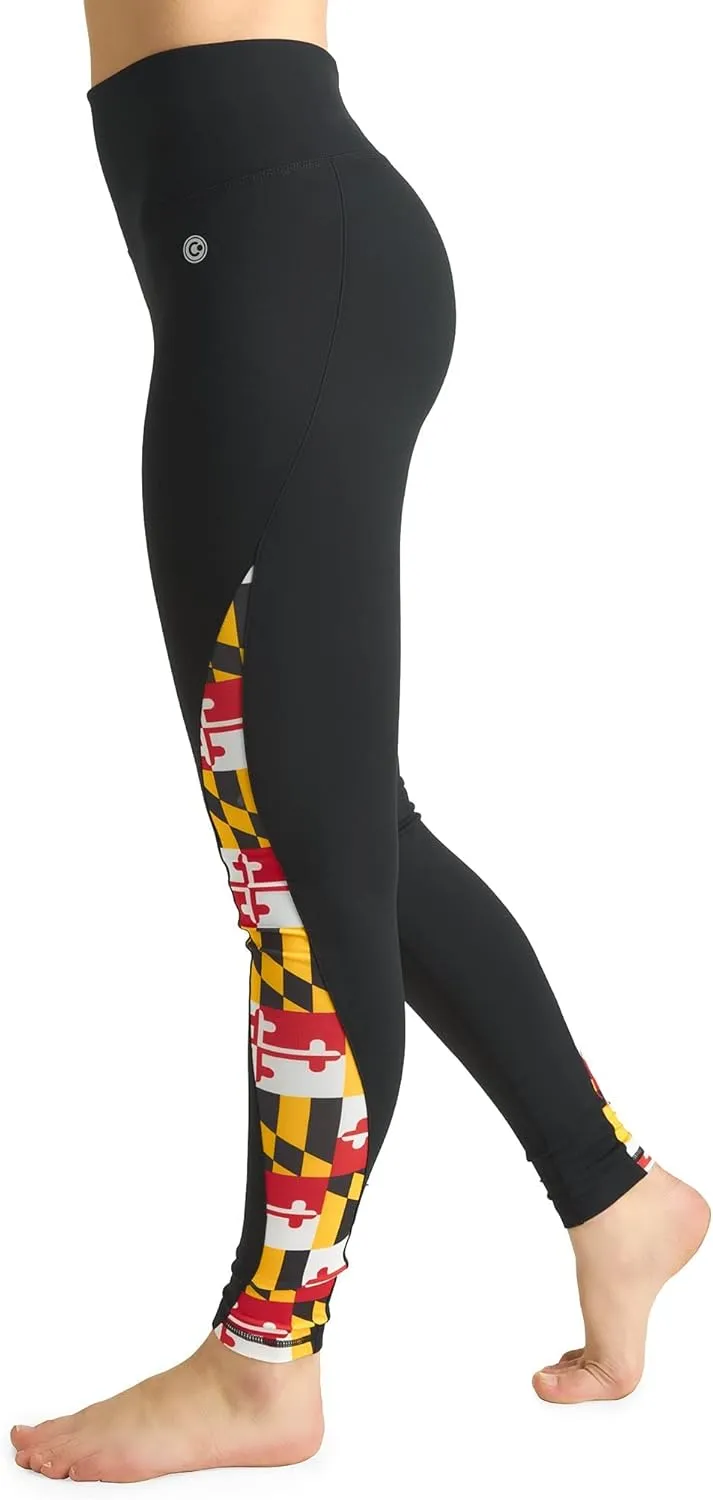 Women's Maryland Flag High Waisted Leggings for Yoga and Running
