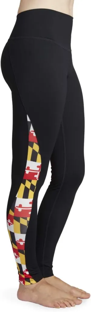 Women's Maryland Flag High Waisted Leggings for Yoga and Running