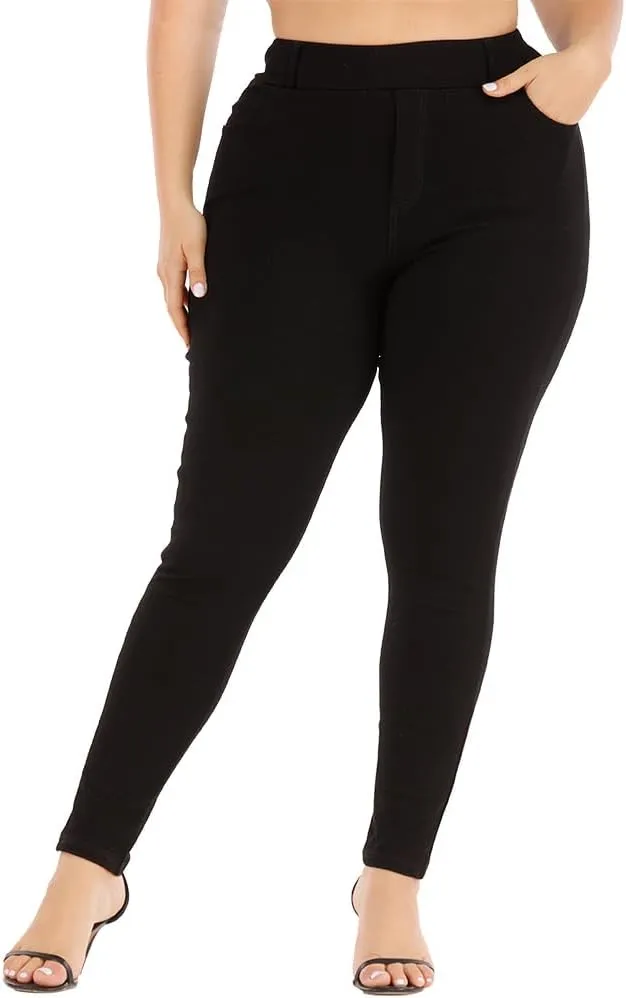 Womens Plus Size Pants Skinny Stretchy High Waisted Casual Ease into Comfort Dress Pants
