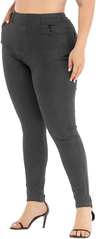 Womens Plus Size Pants Skinny Stretchy High Waisted Casual Ease into Comfort Dress Pants