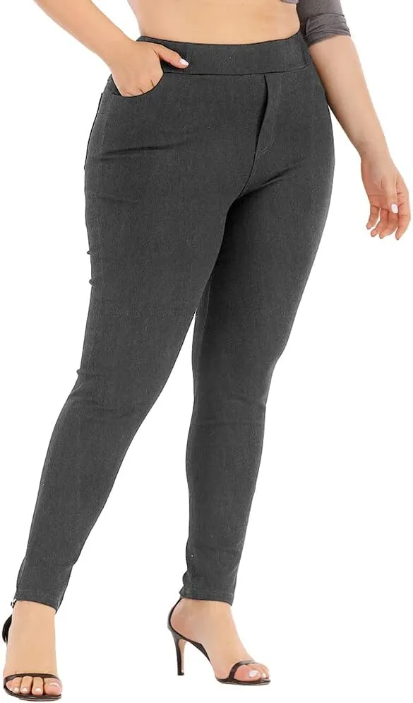 Womens Plus Size Pants Skinny Stretchy High Waisted Casual Ease into Comfort Dress Pants