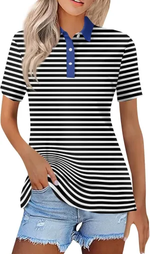Women's Polo Shirts Casual Work Quick Dry Short Sleeve Collared Golf Shirt S-5XL