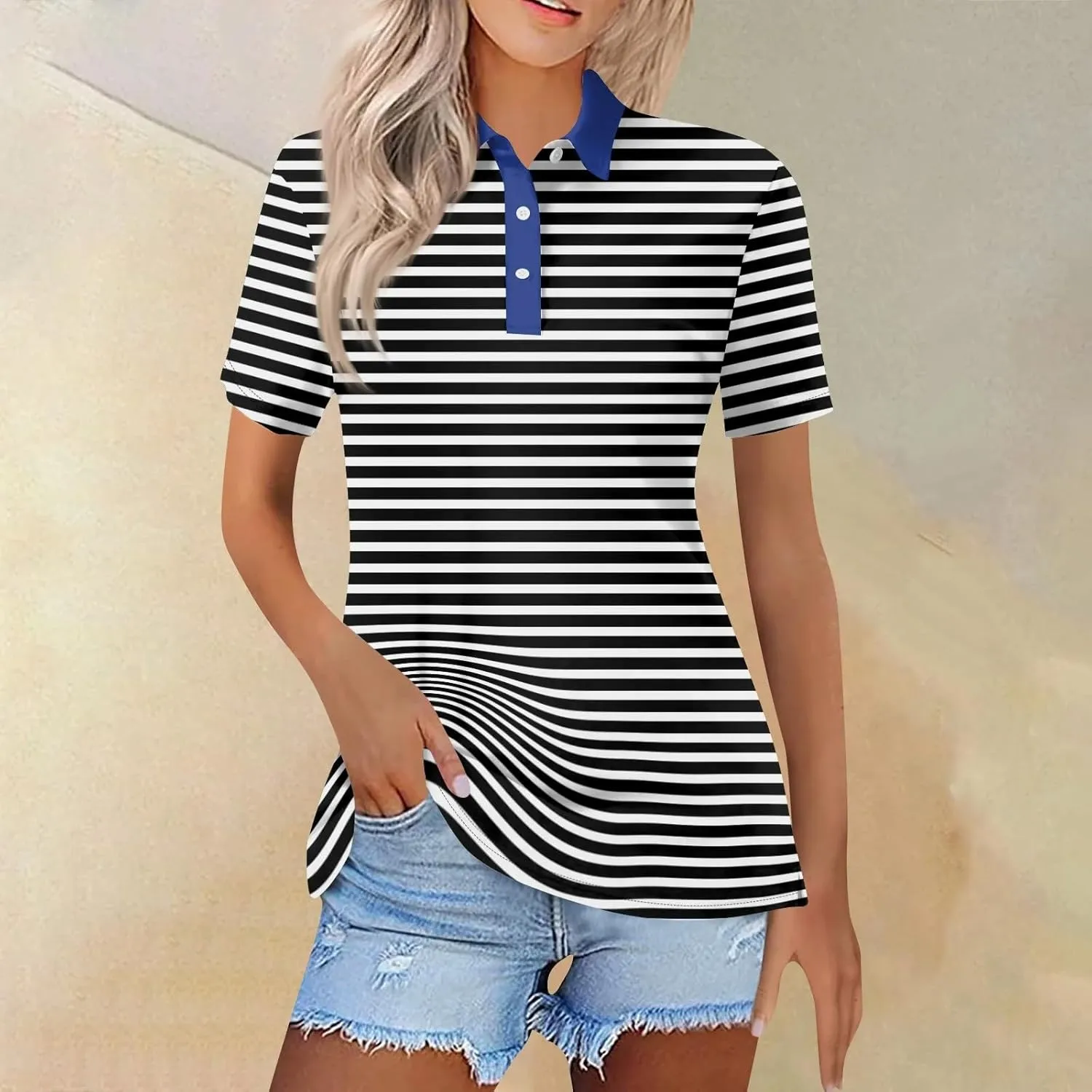 Women's Polo Shirts Casual Work Quick Dry Short Sleeve Collared Golf Shirt S-5XL