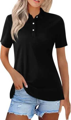 Women's Polo Shirts Casual Work Quick Dry Short Sleeve Collared Golf Shirt S-5XL