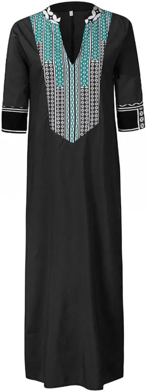Women's Retro Long Puff Sleeve Beach Plaid Tunic Dress Gingham Swing Tiered Midi Long Shift Sun Dress Plus Size