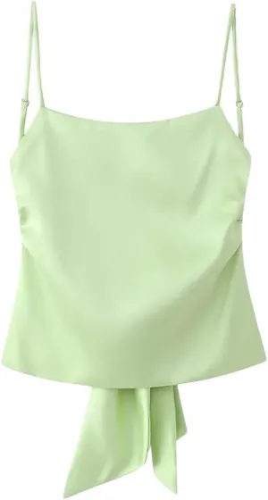 Women's Solid Color Casual Loose Bow Splicing Temperament Cami Sleeveless Camisole