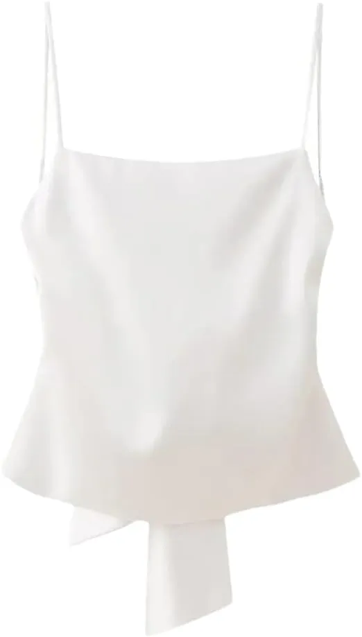 Women's Solid Color Casual Loose Bow Splicing Temperament Cami Sleeveless Camisole
