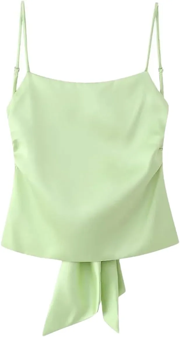 Women's Solid Color Casual Loose Bow Splicing Temperament Cami Sleeveless Camisole