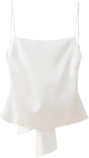 Women's Solid Color Casual Loose Bow Splicing Temperament Cami Sleeveless Camisole