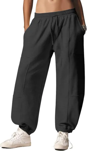 Womens Sweatpants Joggers with Pockets Baggy Cinch Bottom Sweatpant Loose Mid Rise Casual Workout Active Lounge Sweat Pant
