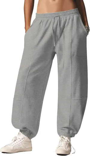Womens Sweatpants Joggers with Pockets Baggy Cinch Bottom Sweatpant Loose Mid Rise Casual Workout Active Lounge Sweat Pant