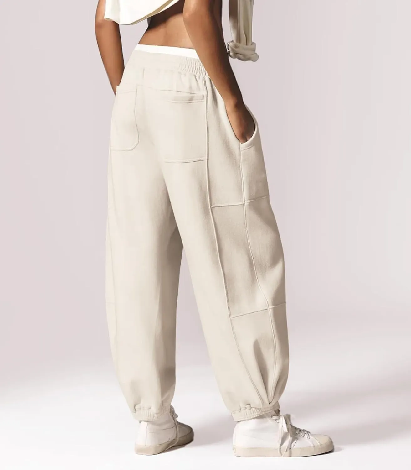 Womens Sweatpants Joggers with Pockets Baggy Cinch Bottom Sweatpant Loose Mid Rise Casual Workout Active Lounge Sweat Pant