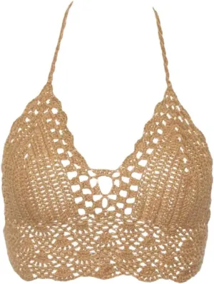 Women's V-Neck Mini Knitted Hollow Bohemian Cami Sleeveless Camisole