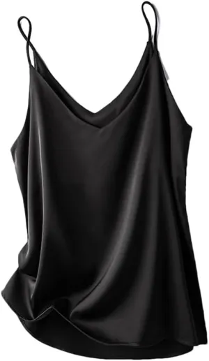 Women's V-Neck Solid Color Casual Simple Base Camisole Satin Classic Plus Size Sleeveless Camisole