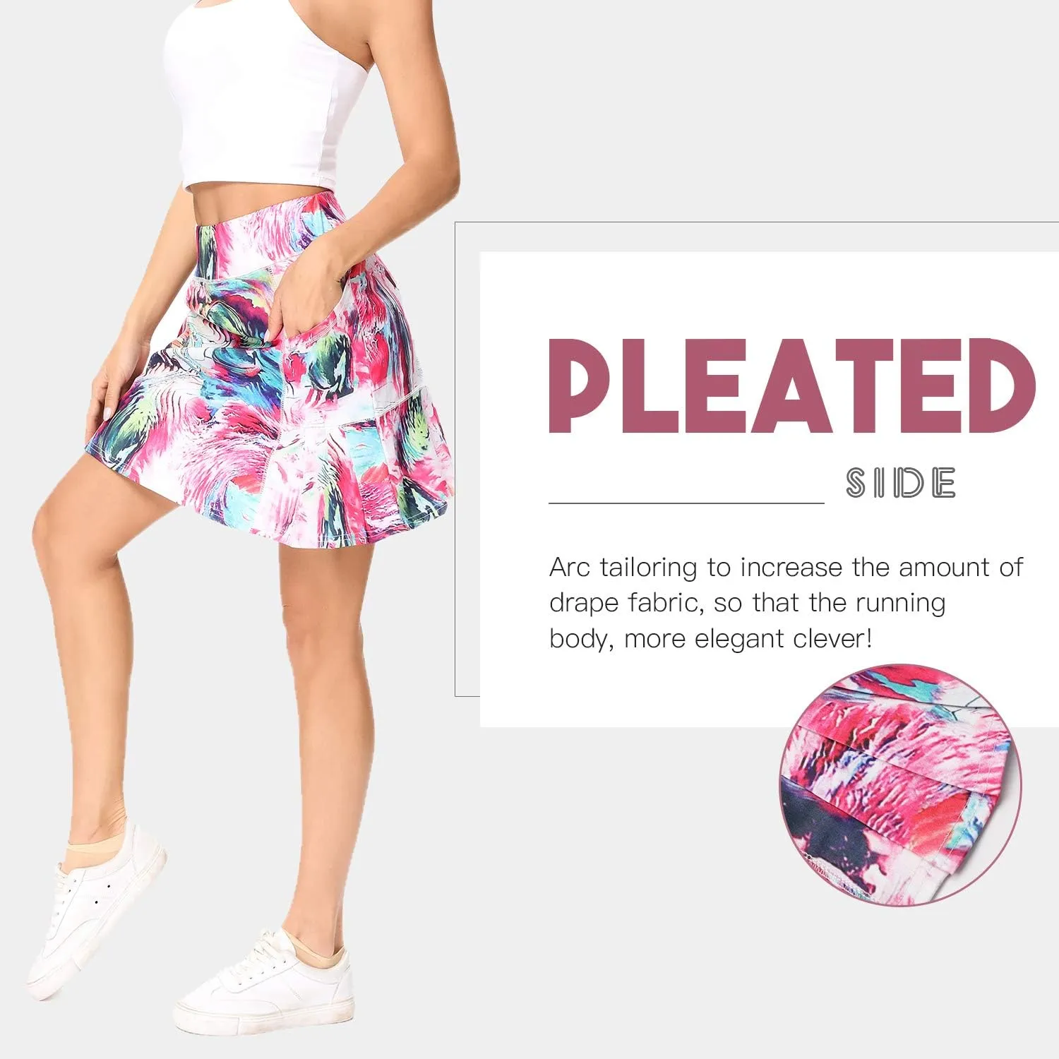 WOWENY Women's Athletic Tennis Skorts Skirts for Women Running Golf Skort with Pockets