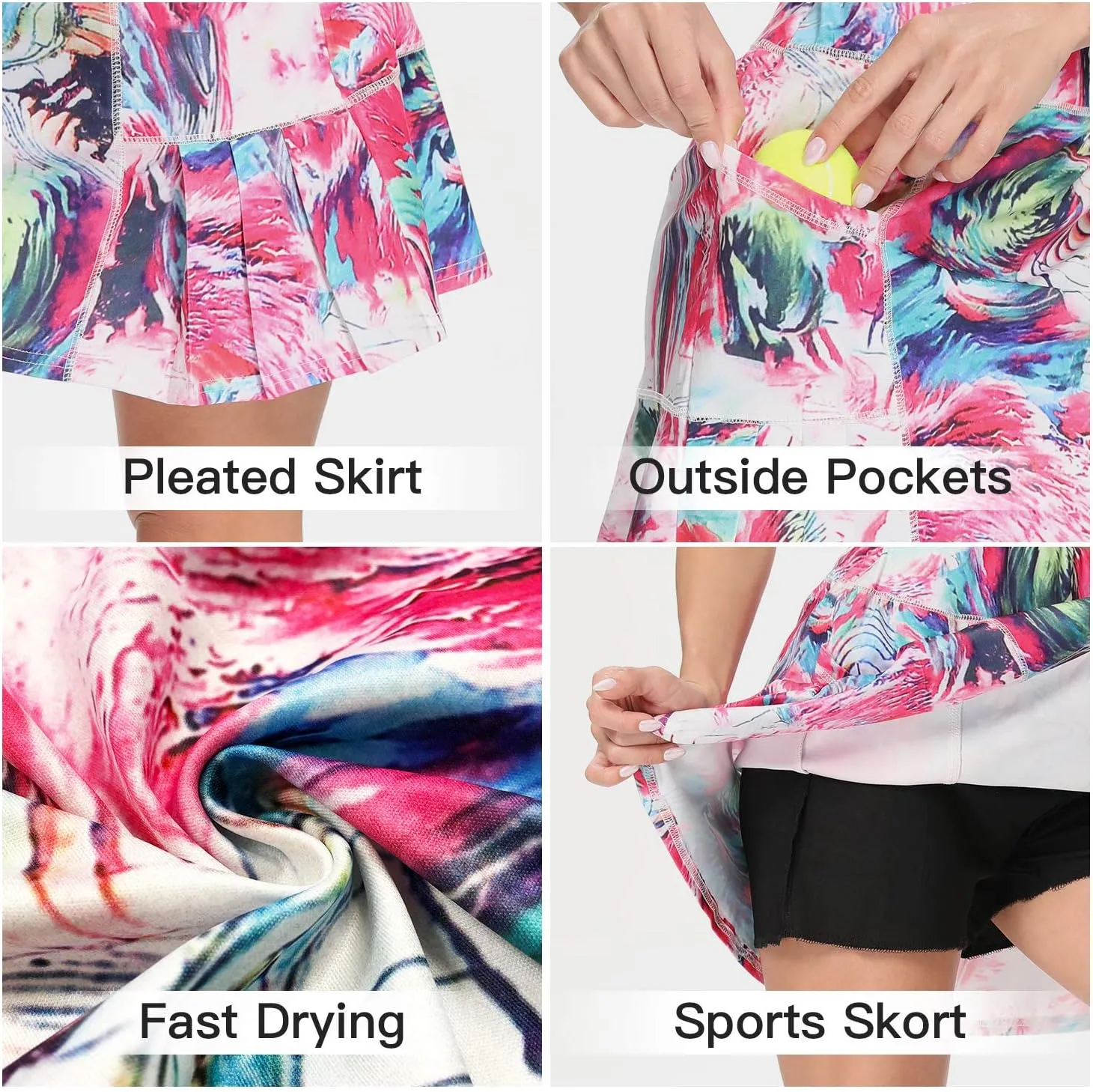 WOWENY Women's Athletic Tennis Skorts Skirts for Women Running Golf Skort with Pockets