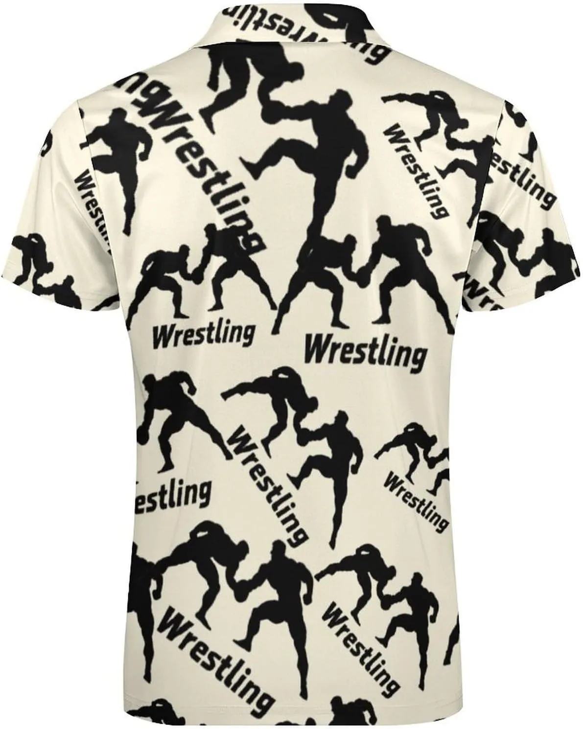 Wrestling Casual Polo Shirts for Men Short Sleeve Zippered Tops Slim Fit Sports T-Shirt