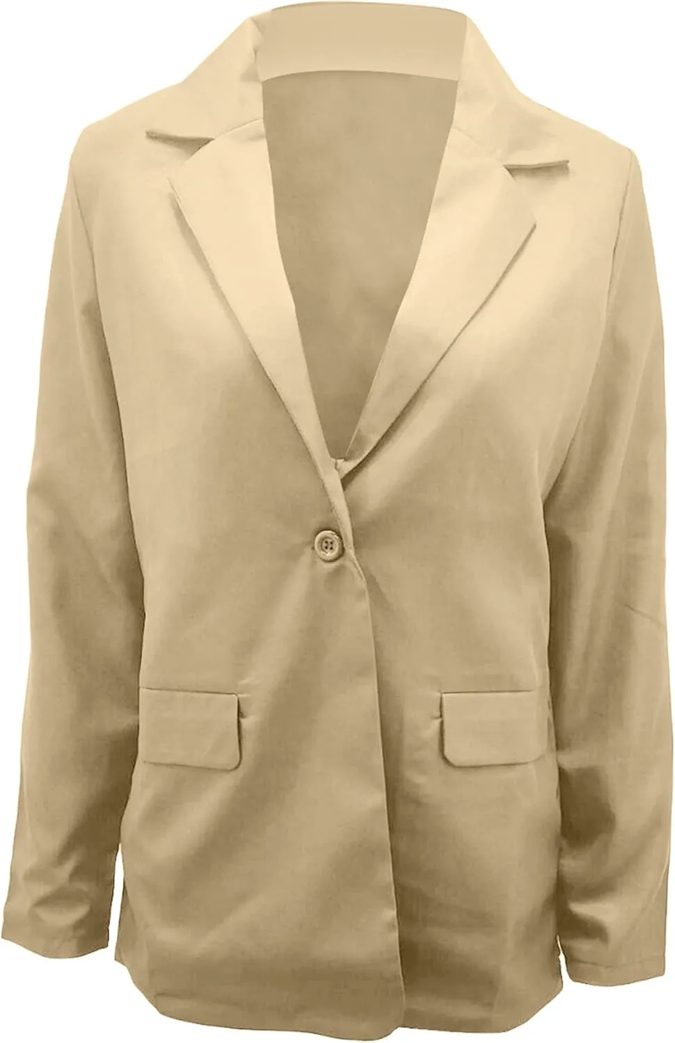 YMING Womens Casual Lapel Long Sleeve Blazer Open Front Work Jackets Button Solid Color Office Cardigan with Pockets