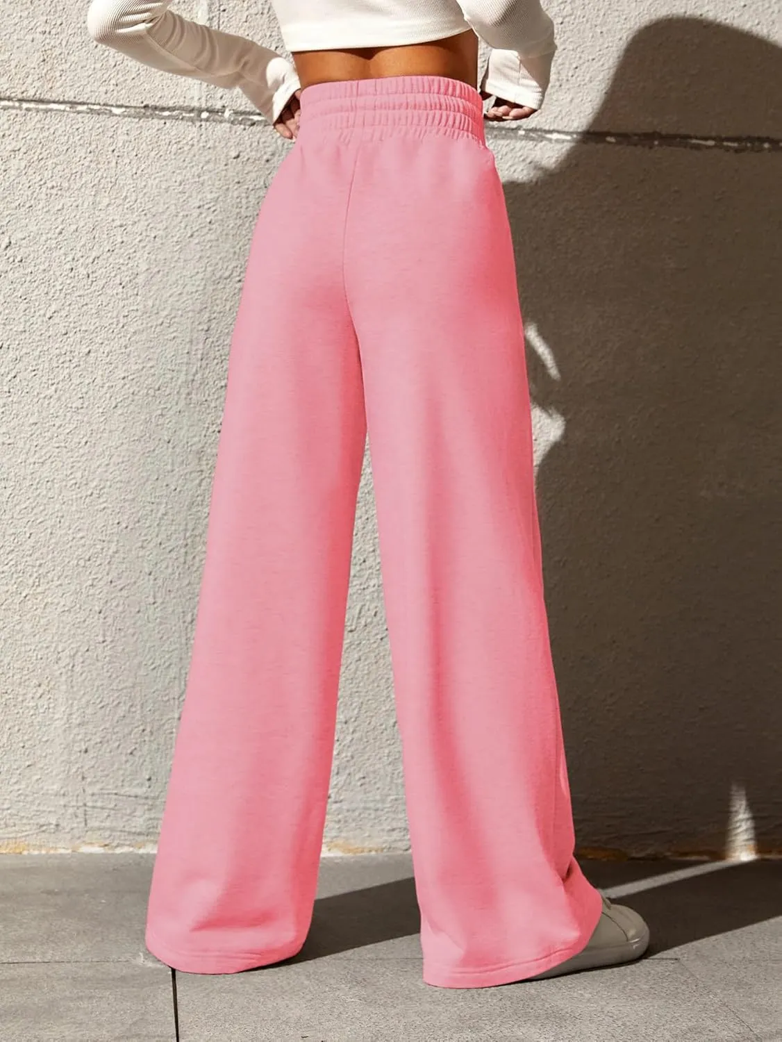 Yousify Wide Leg Sweatpants for Women Casual Elastic High Waisted Drawstring Long Pants with Pockets