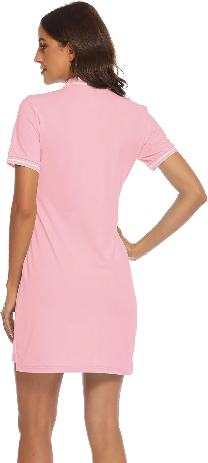YSENTO Women Tennis Dress Short Sleeve UPF 50  Activewear Athletic Polo Golf Dresses