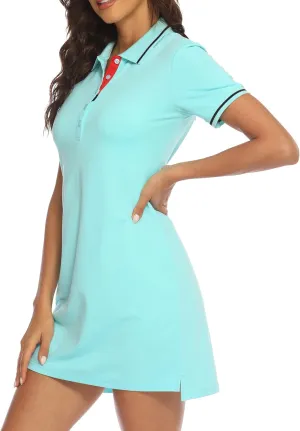 YSENTO Women Tennis Dress Short Sleeve UPF 50  Activewear Athletic Polo Golf Dresses