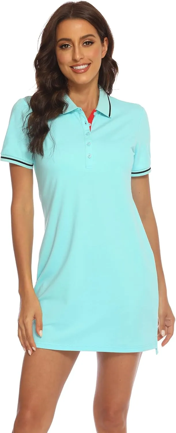 YSENTO Women Tennis Dress Short Sleeve UPF 50  Activewear Athletic Polo Golf Dresses