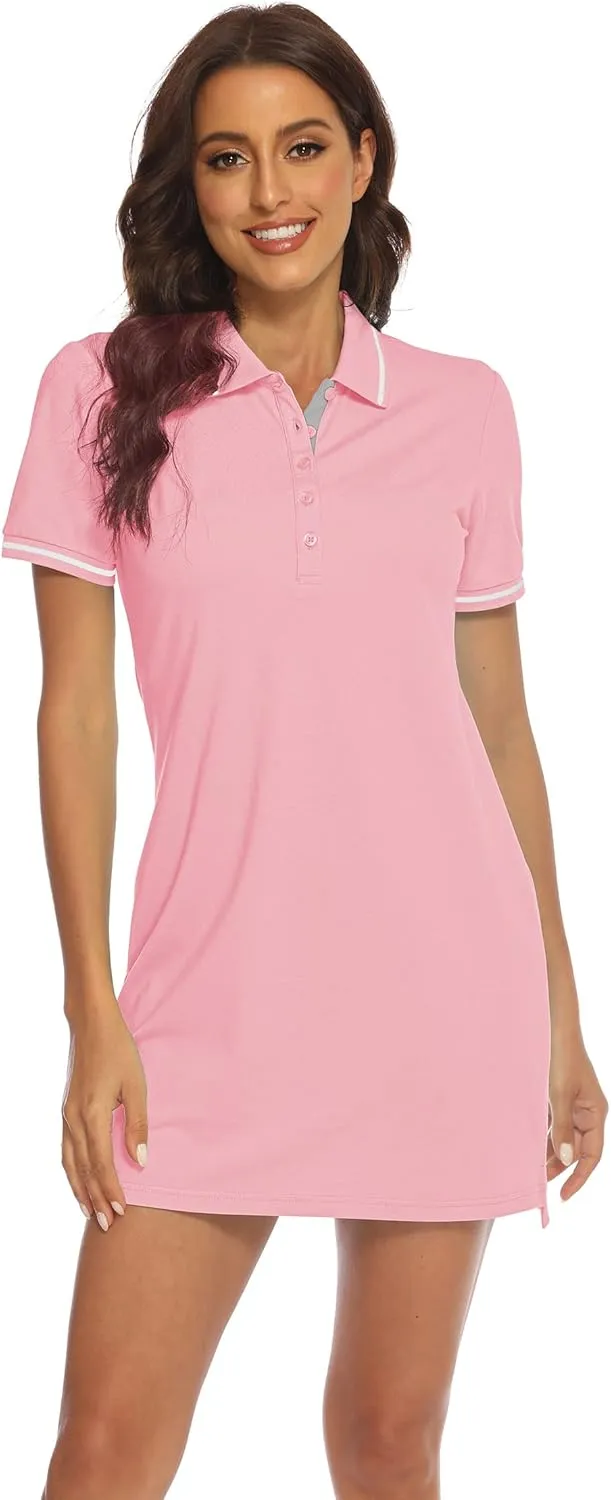 YSENTO Women Tennis Dress Short Sleeve UPF 50  Activewear Athletic Polo Golf Dresses