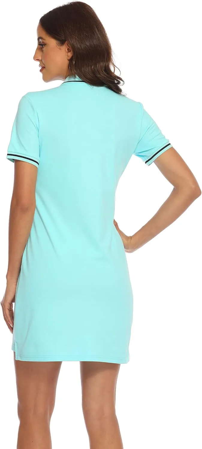 YSENTO Women Tennis Dress Short Sleeve UPF 50  Activewear Athletic Polo Golf Dresses